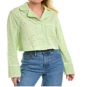 Derek Lam Women's Green
Cotton "Easton" Button-Front Eyelet